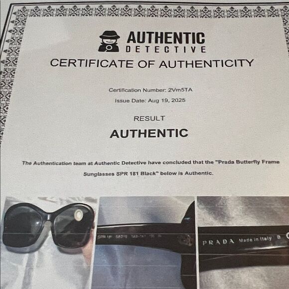 Prada Women's Butterfly Frame Sunglasses SPR 181 Black - COA - Picture 13 of 13